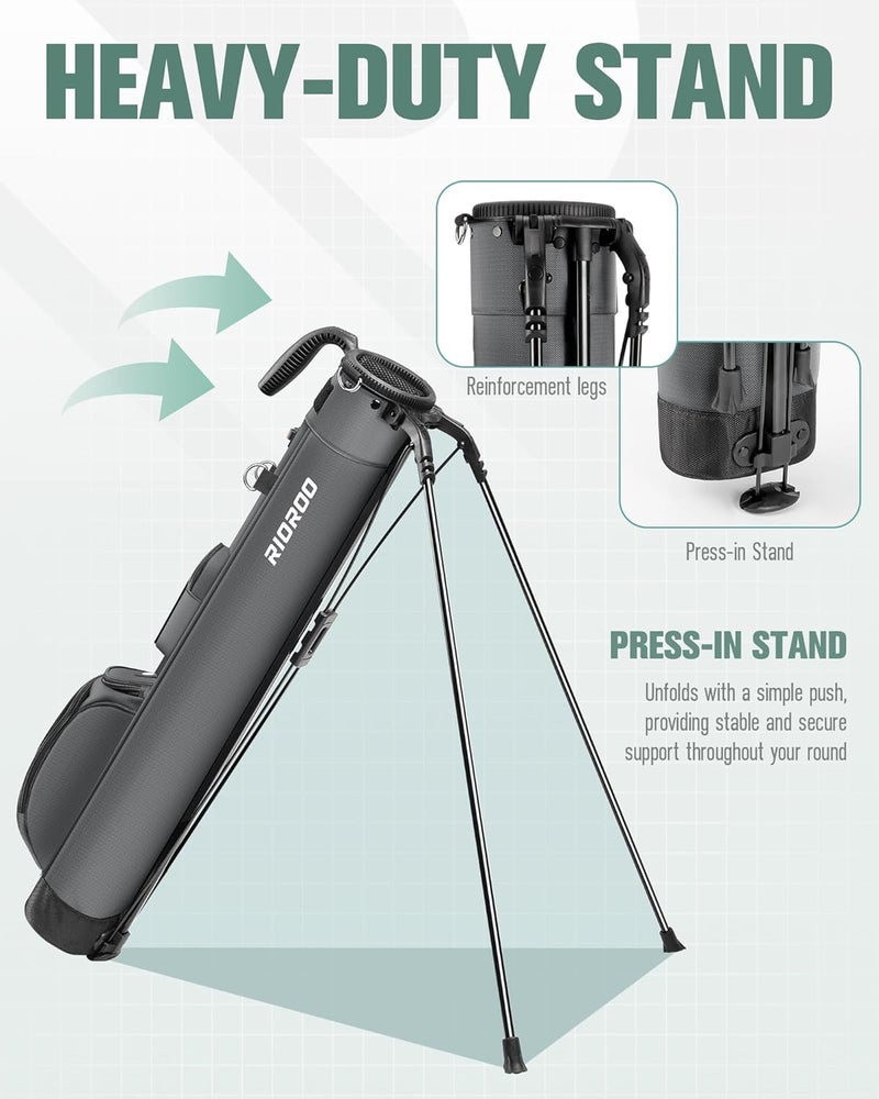 RIOROO Golf Stand Bag, Lightweight Par 3 Golf Bag Holds Up to 7 Clubs with Two Way Dividers Cooler Pocket Shoulder Strap and Multiple Storage Pockets for Men and Women - Image 2